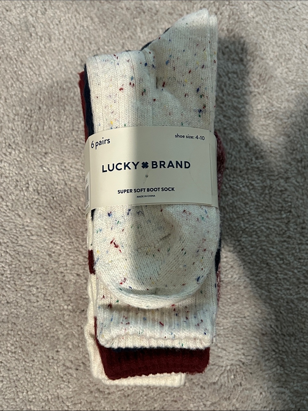 5 Lucky Brand Cream women Boot Socks - Multi Speckle